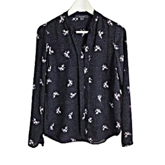 Primark black floral long sleeve blouse - Picture 1 of 11